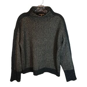 Splendid collection sweater women’s large mock neck chevron wool blend tan gray